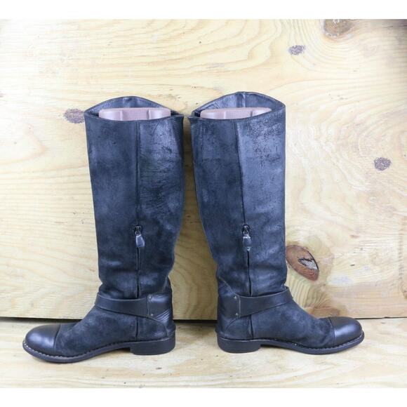 Rag and Bone Boots Womens 7 Black Suede Leather Riding Zip Up Tall Shoes - Picture 3 of 9